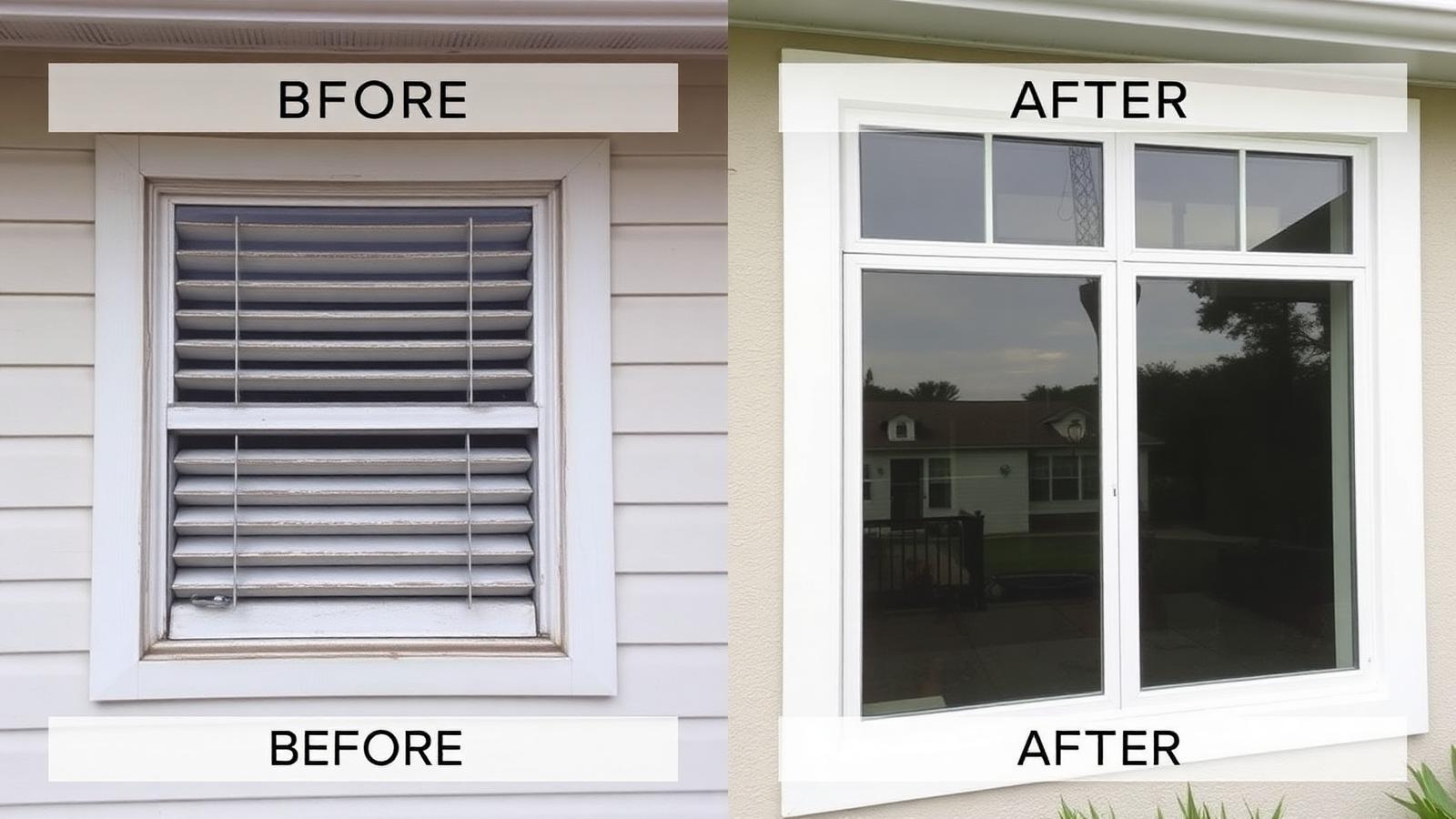 Before and after hurricane window upgrade in Homestead, Miami-Dade